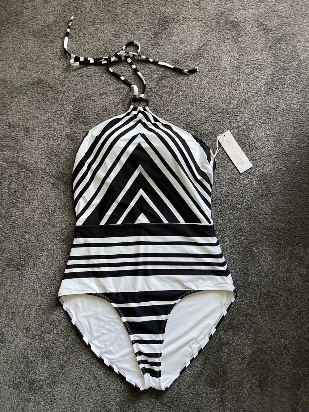 Anne Cole Black & White Striped One-Piece Swimsuit